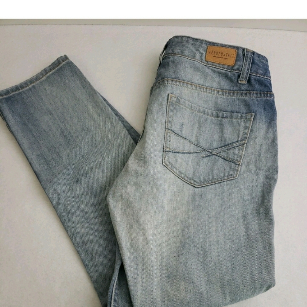 Aeropostale Sz 6 Boyfriend Real Original Denim Distressed Wash waist 32 Comfy - Picture 4 of 10